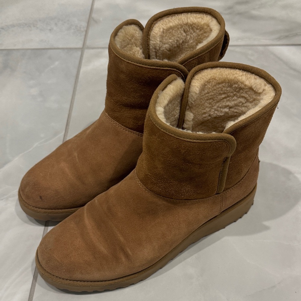 UGG Chestnut Suede Boots with Shearling